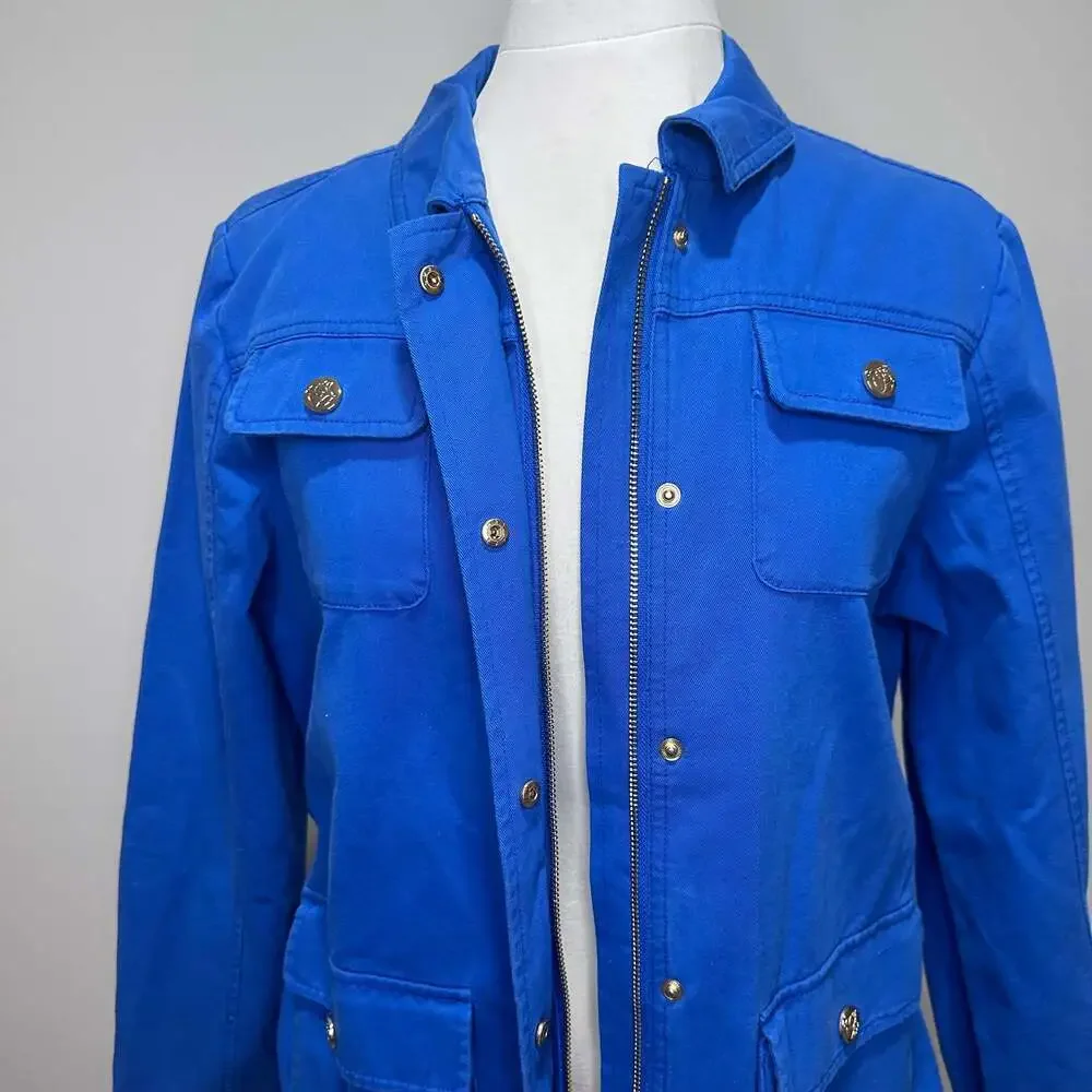 Draper James Belted 100% Cotton Twill Jacket in French Blue, Sz L - Picture 6 of 11